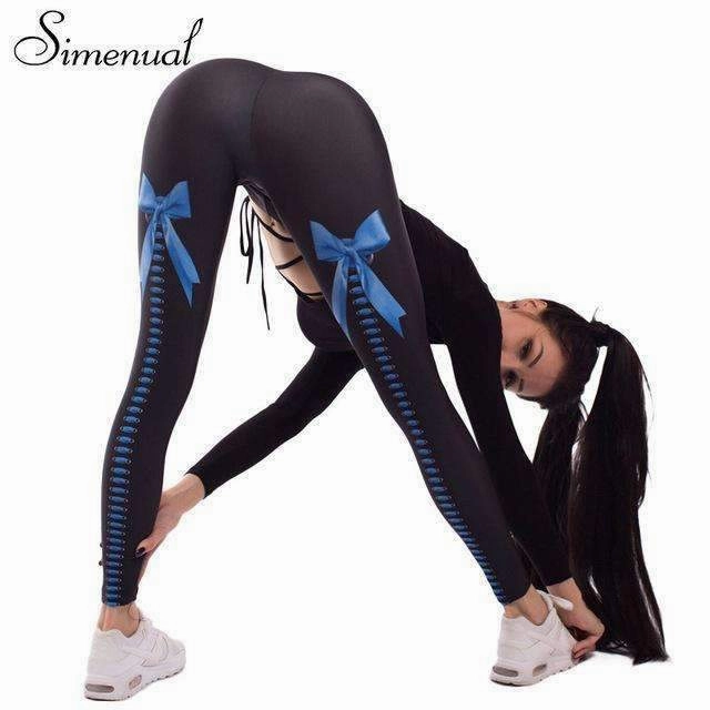 elastic waistband Women's Corset Bow Fitness Leggings