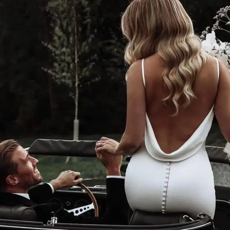 Delicate Finish Clean Chic Silk Satin Wedding Dress