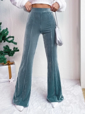 Twill Weave Texture High Waist Lamp Wick Corduroy Bell-bottom Pants Wide Leg Women