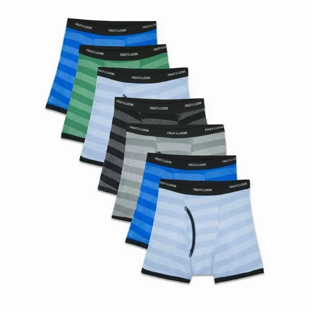 DroppedShoulder Distressed Texture 7-Pack Boys' Stripe CoolZone Boxer Briefs 7EL467B