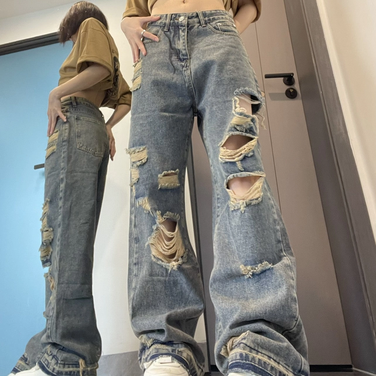 Hiphop Ripped Jeans For Women With Loose Wide Legs Modern Comfort Work Meeting Weekend Style Streetwear Fan