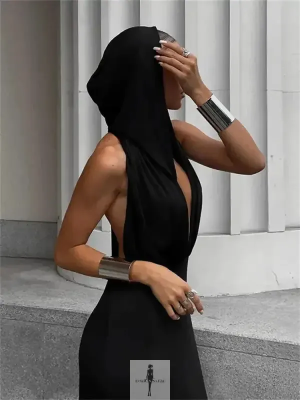 Hooded Backless Summer Dress AbrasionResistant Vented Panels