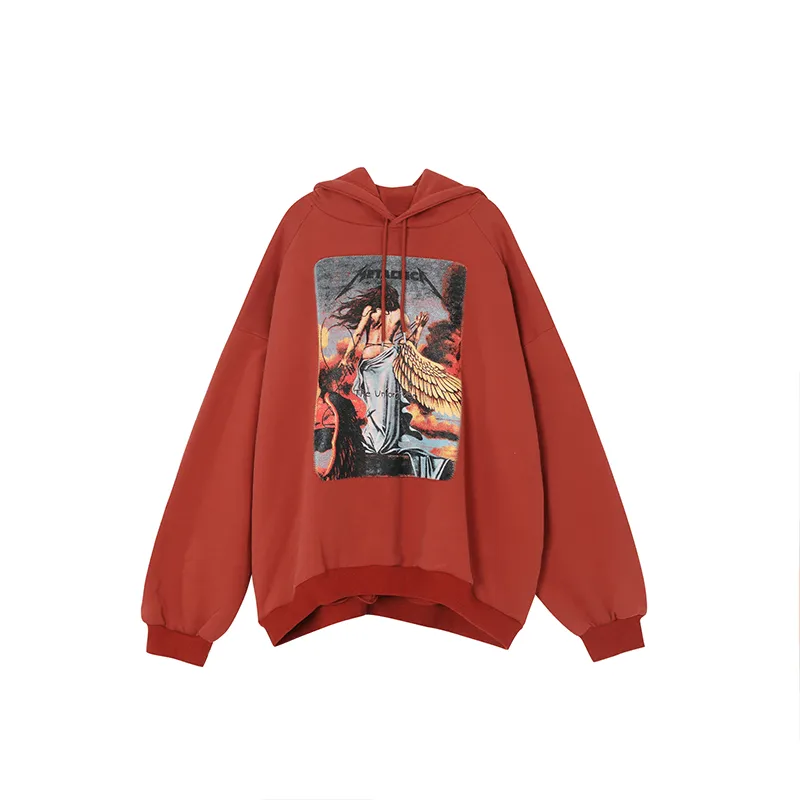 Hooded Hoodie Men'S Loose Plush Jet Offset Print Pullover Hoodie Customer Satisfaction Earth Tones