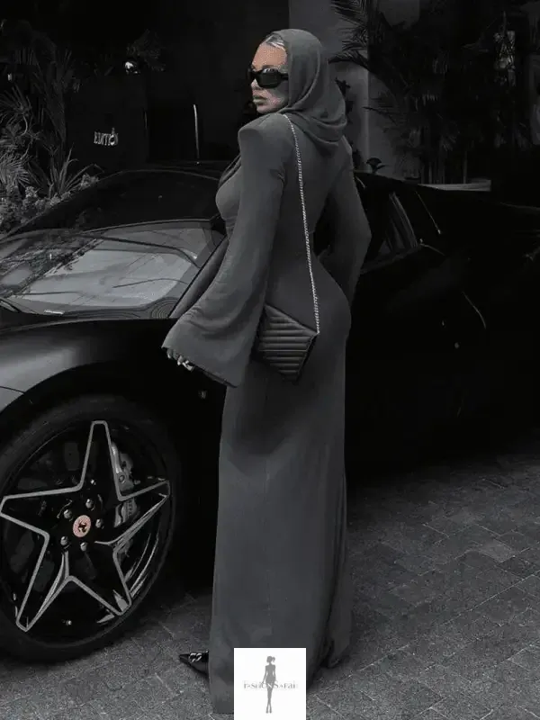 Hooded Maxi Elegant Dress AntiSnagTechnology Train Ease