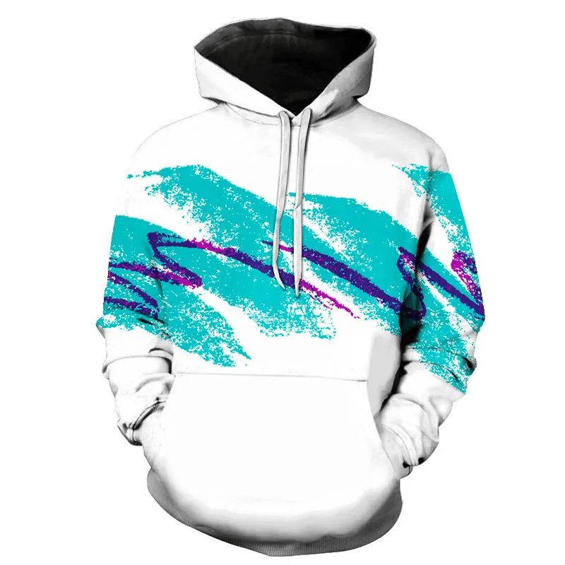 Sporty Layer Timeless Sporty Hooded Sweater Casual Watercolor Pattern
