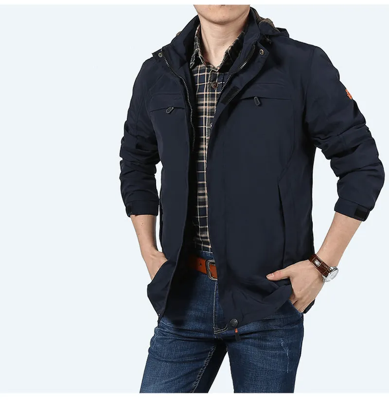 Winter plus Velvet Thick Loose Men'S Multi-Pocket Jacket Oversized Fit Ultra Flexible