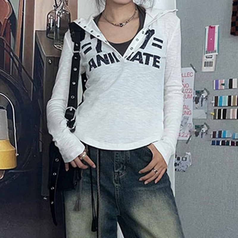 Hot Girl Urban Leisure Basic Simple Letter Jacket T-shirt Breathable fabric