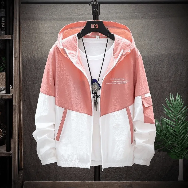 Men'S Sun Protection Clothing Coat Breathable Jacket Skin Clothing Flexible Knit Roll up sleeves