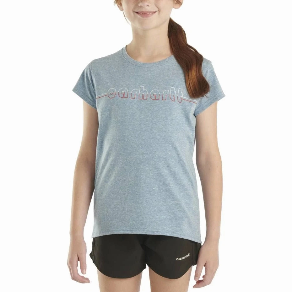 Breathable3DKnit V-neck Blouse Girls' Short-Sleeve Logo T-Shirt CA7014