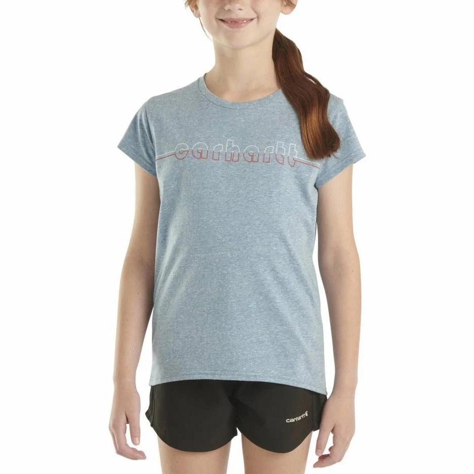 Non Closure Collar Girls' Short-Sleeve Logo T-Shirt CA7014
