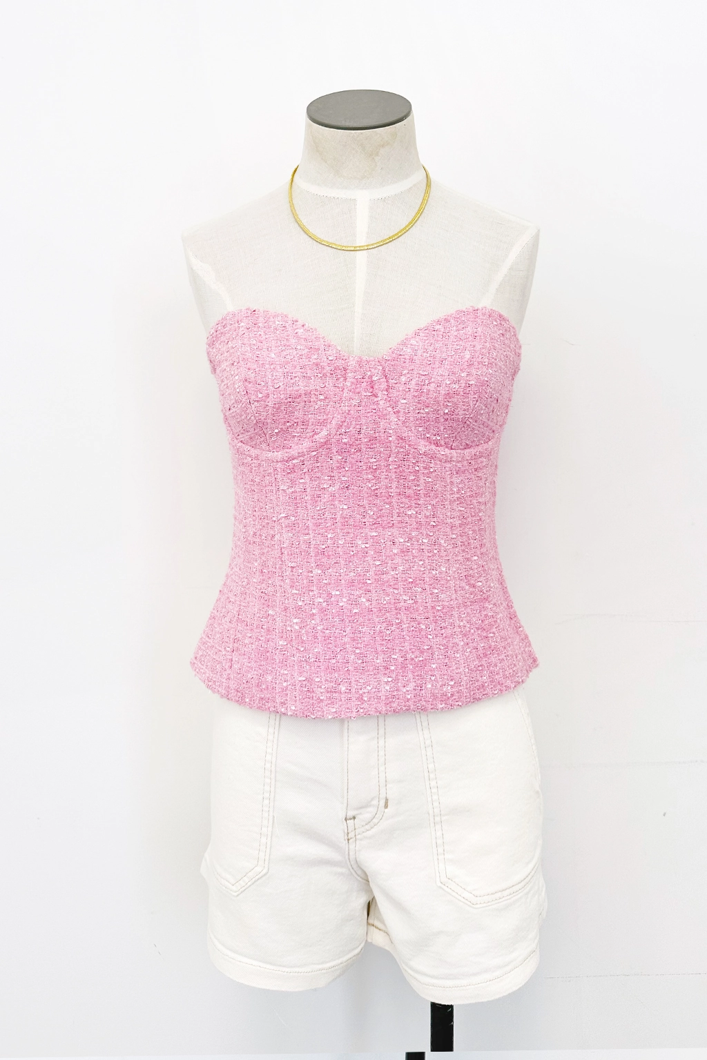 QuickDryTech Indie Strapless Tweed Bustier Top