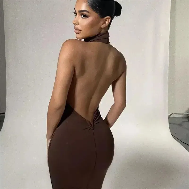 Winter Style QuickDryDesign Backless Halter Bodycon Dress
