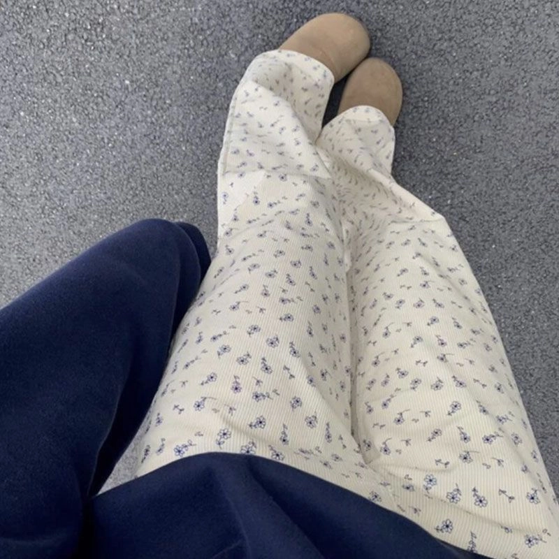 Sleek Comfort Ins Internet Celebrity Retro Lazy Cherry Embroidered Corduroy Straight Casual Trousers