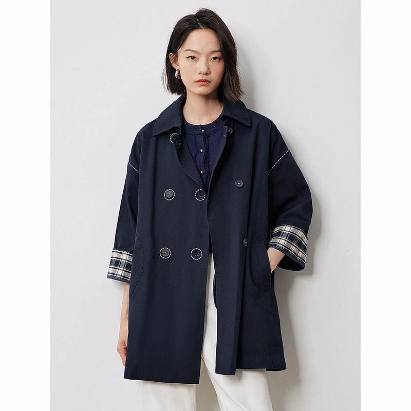 Autumn Long Sleeve Trench Coat All Season Fit Daily Essential