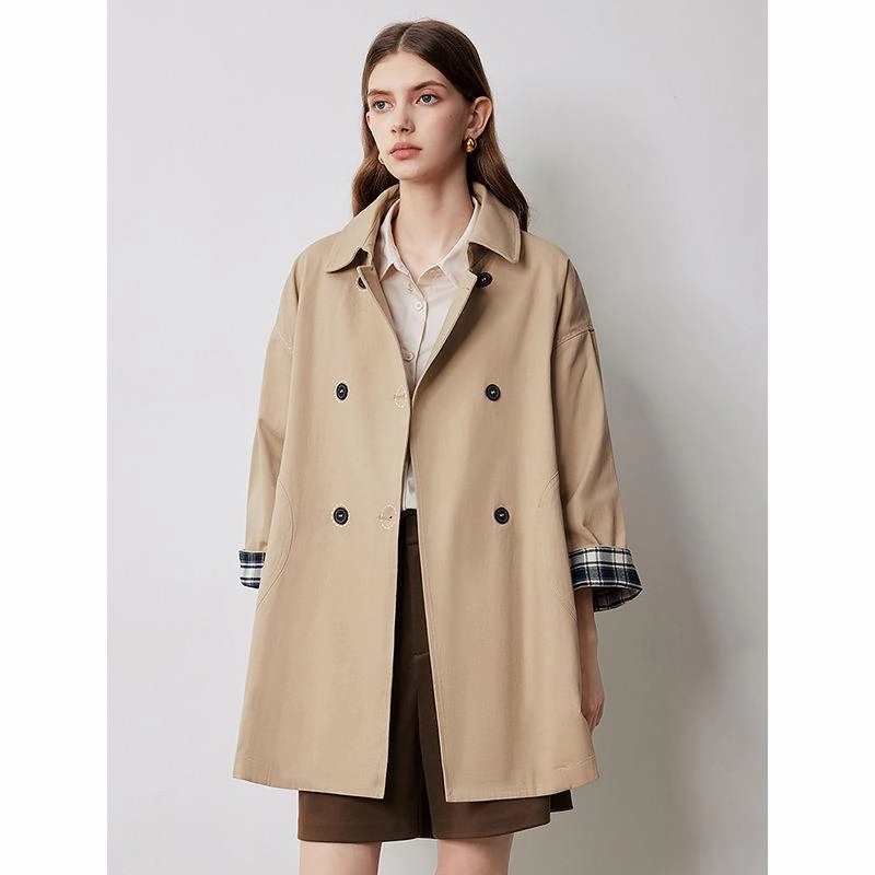 TapedSeamConstruction Autumn Long Sleeve Trench Coat