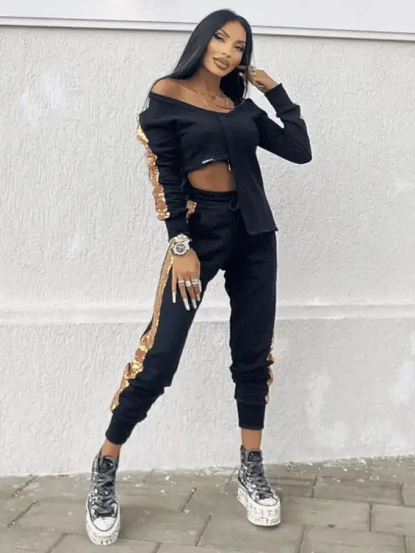 Irregularity Tops & Elastic Waist Pants Flexible Use