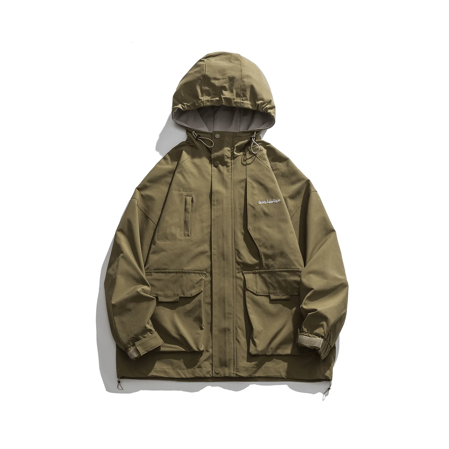 Low Bulk High Warmth Smooth Glide Fasteners Japanese Autumn Trend Loose Casual Hooded Overalls