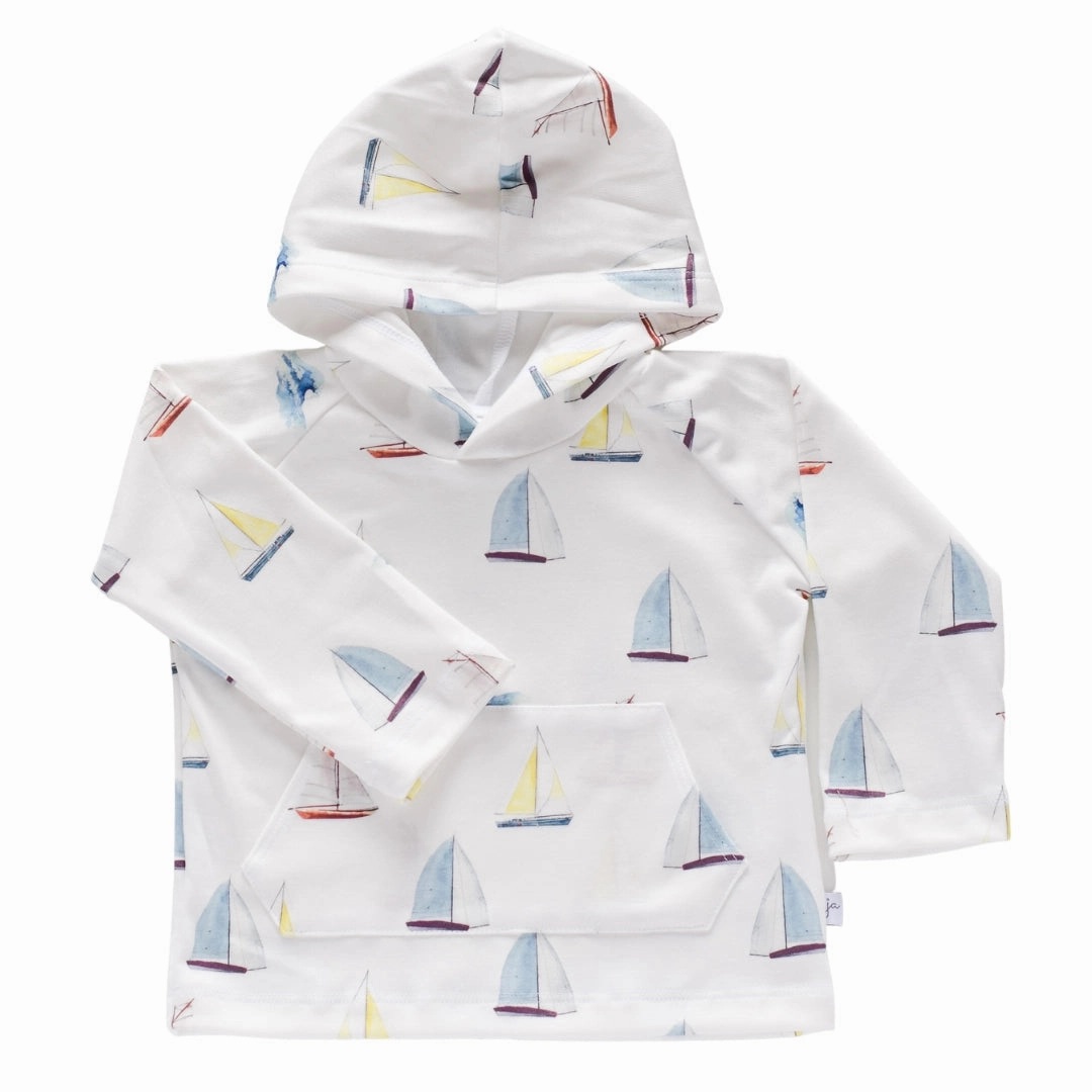 Jennifer Ann Organic Pocket Hoodie - Sailboats Modular Layering System