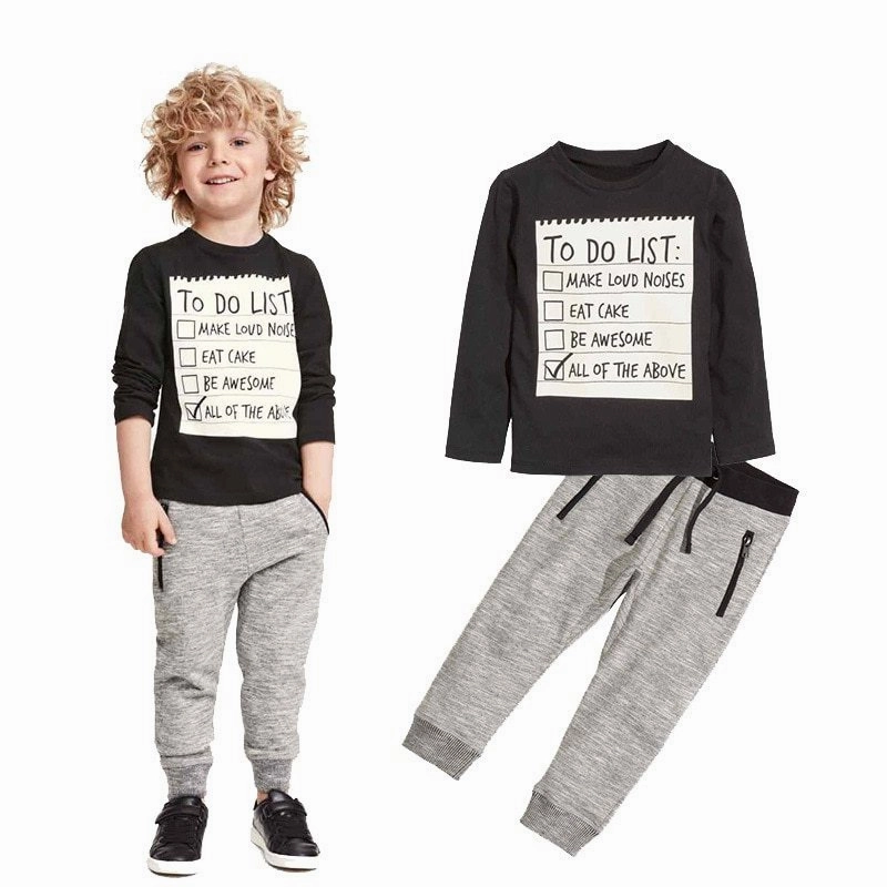 NonRestrictiveSilhouette Kids Boys Clothing Set Baby Boy Casual Clothes Spring Autumn Ccotton Long Sleeves T-shirt Pants 2pcs Suit For 3-7 Years