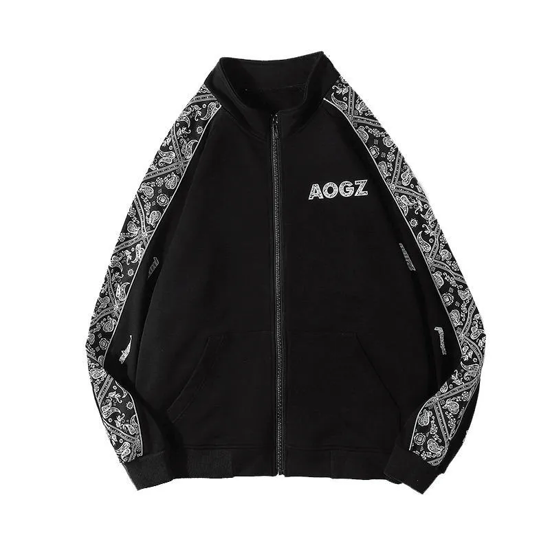 Cashew Flower Stand Collar Jacket Loose Trend Couple Coat Comfy Layer product graduation pride