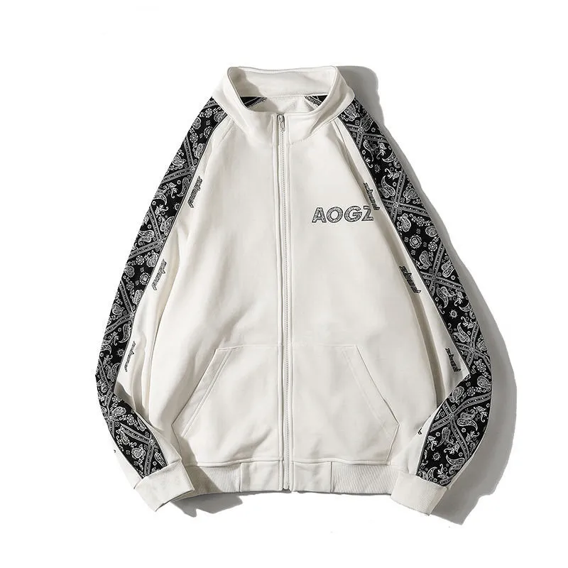 product embroidery artistry Bow Accents Cashew Flower Stand Collar Jacket Loose Trend Couple Coat