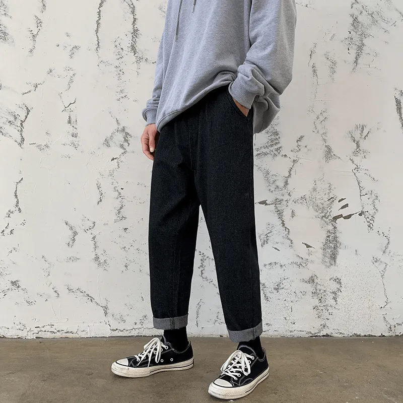 Versatile Wear Quick Release Buckle Korean Style All-Match Loose Straight-Leg Pants Hong Kong Style Fall Wide-Leg Pants