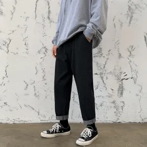 Zero Waste Manufacturing Slim Stretch Fit Korean Style All-Match Loose Straight-Leg Pants Hong Kong Style Fall Wide-Leg Pants