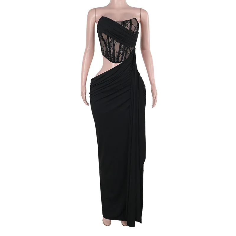 Evening Ready Lace Tube Top Hollow Dress Women