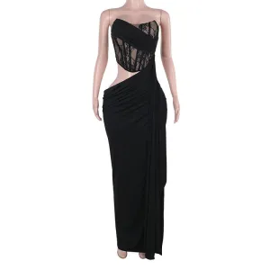 Evening Ready Lace Tube Top Hollow Dress Women