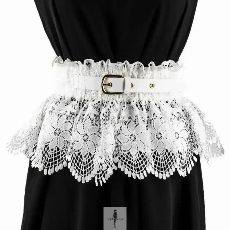 Perfectly Styled Gathered-Detail Lace Belt Ladies Skirt Waist