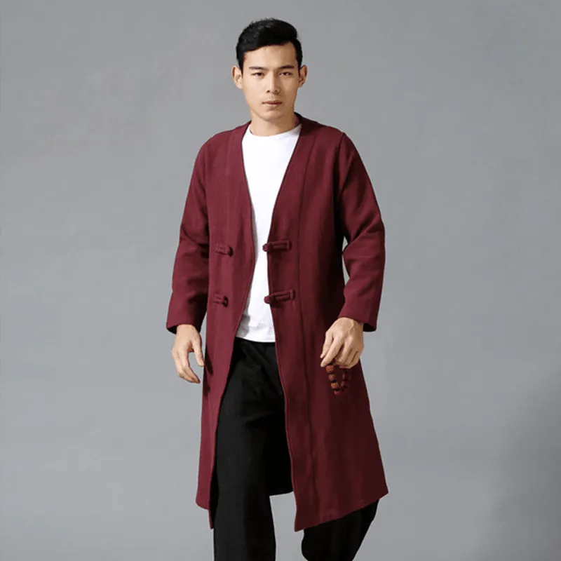 Large Size Men'S Jacket with Chinese Disc Button Ethical Manufacturing