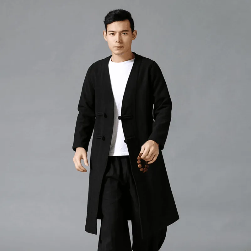 Large Size Men'S Jacket with Chinese Disc Button Ultra Compact Packing Design Anti Pilling