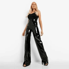 Flex Wear Design Breathable Layer Latex Wide Leg Pants