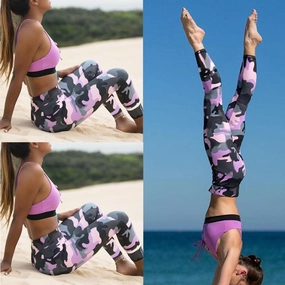 Suitcase Strap Women Pink Camouflage Yoga Leggings