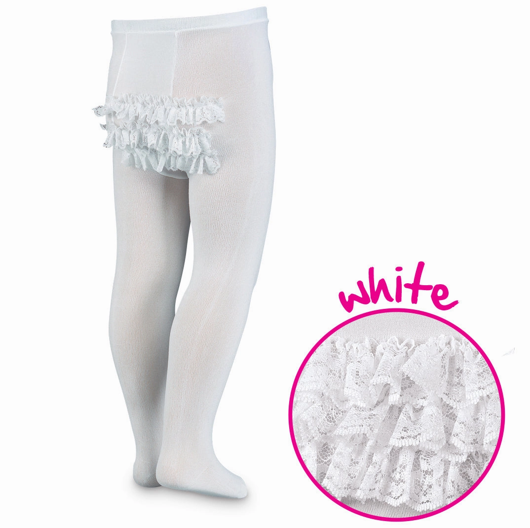 AntiPilling HighElasticity Girls White Rhumba Lace Tights 1441