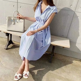 Striped Oversized Women's Maxi Dress in Casual All Look