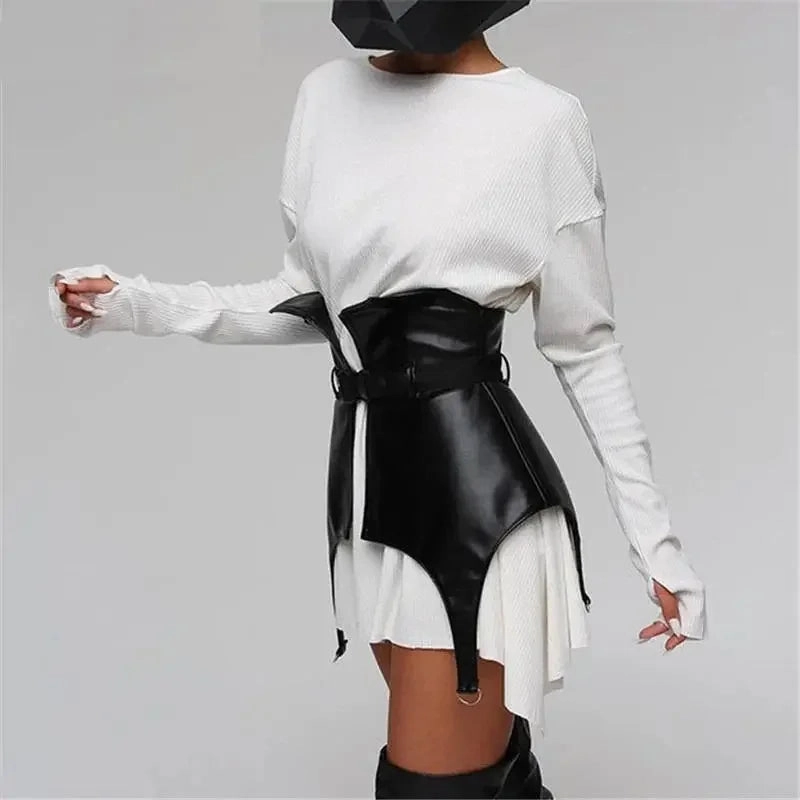 Leather Corset Skirt Casual Tones Silky Movement