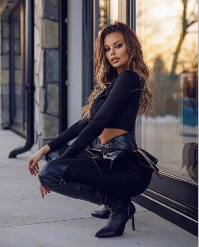 Leather Corset Skirt Vacation Outfit Loose Flow