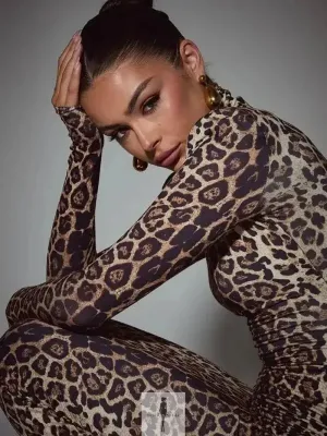 Leopard Bodycon Maxi Dress TensionAdjustedWaistband