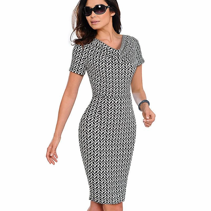 Trendy Appearance Leopard V-neck temperament slim body hip pencil skirt