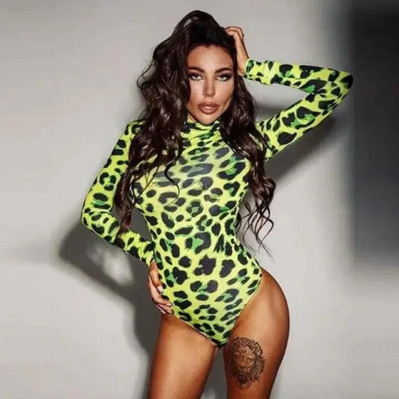 AI Core London Edge Green Leopard Bodysuit