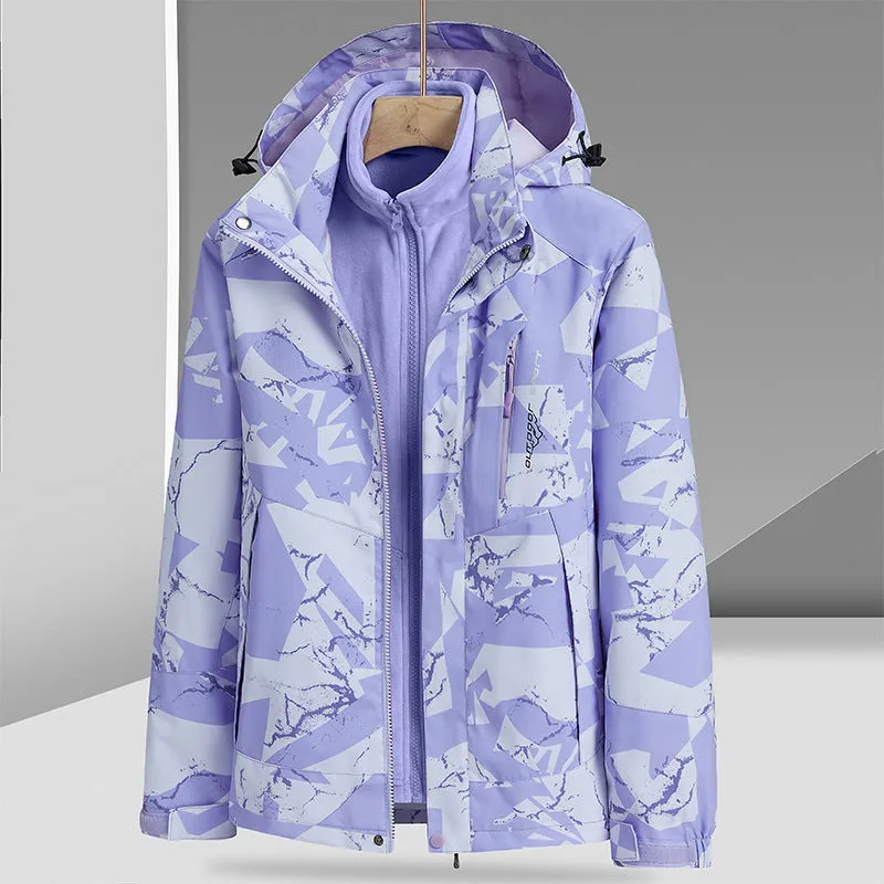 Three-in-one Coat Removable Mink Fur Liner Autumn And Winter Camouflage Two-piece Mountaineering Clothing Double Layered Collar