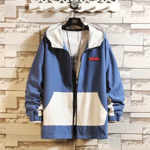 Men'S Casual Color Matching Baseball Uniform TapedZippers