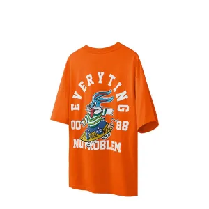 Low Profile Zipper Fashion Loose Rabbit Printed Short-sleeved T-shirt