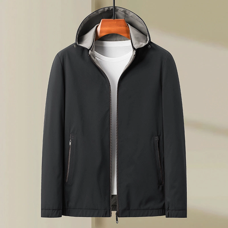 BalancedDrape GentleOnSkin Straight Zipper Hooded Close Up Casual Coat