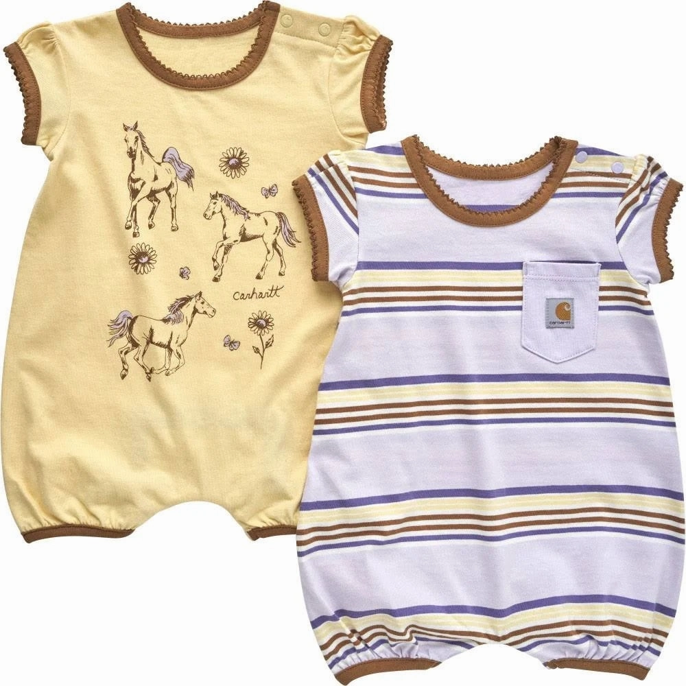 Biodegradable material EcoFriendlyBlend Baby Girls' 2-Piece Short-Sleeve Horse Romper Set CG9878