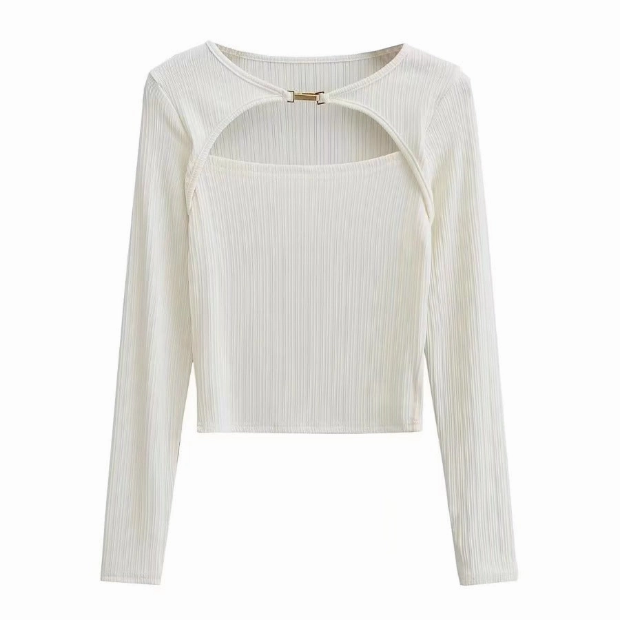 Elastic Tight Thin Hook And Loop Design Long Sleeved Bottoming Shirt For Women Performance Flex Outdoor Fit