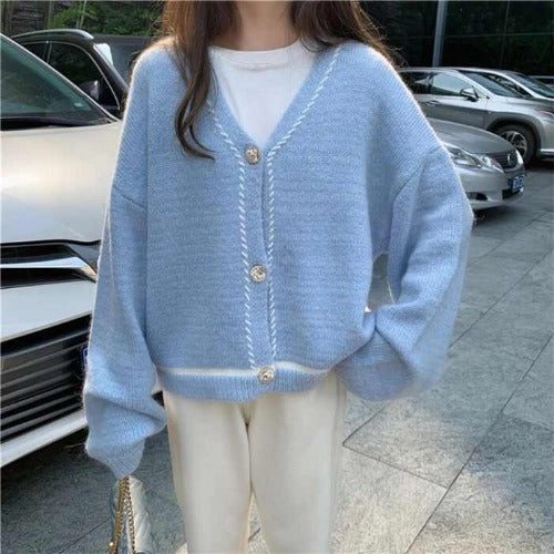 Comfortable Style Everyday Comfort Wear Gentle Knitted Cardigan Women's Loose And Lazy Style Sweater Coat