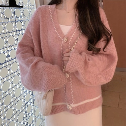 Gentle Knitted Cardigan Women's Loose And Lazy Style Sweater Coat Odor Resistant Finish Flexible Style
