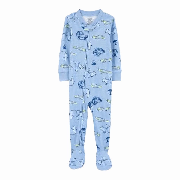 Boys' 1-Piece Safari Print Footie Pajamas 2S401110 Stretchable Knit AntiSnagYarnProcessing